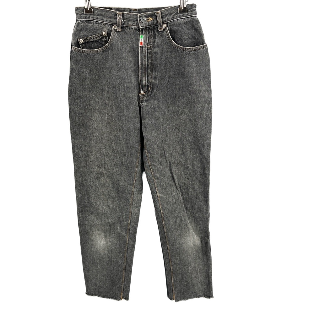 Edwin Something Ones Japan Black High Rise Tapered Jeans Raw Hem Size 68 / US 27